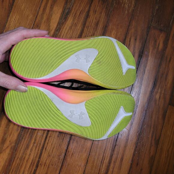 Under Armour Women's Sz 9.5 Micro G Foam Pink/Black/Neon Lace Up Running Shoes - Picture 7 of 9